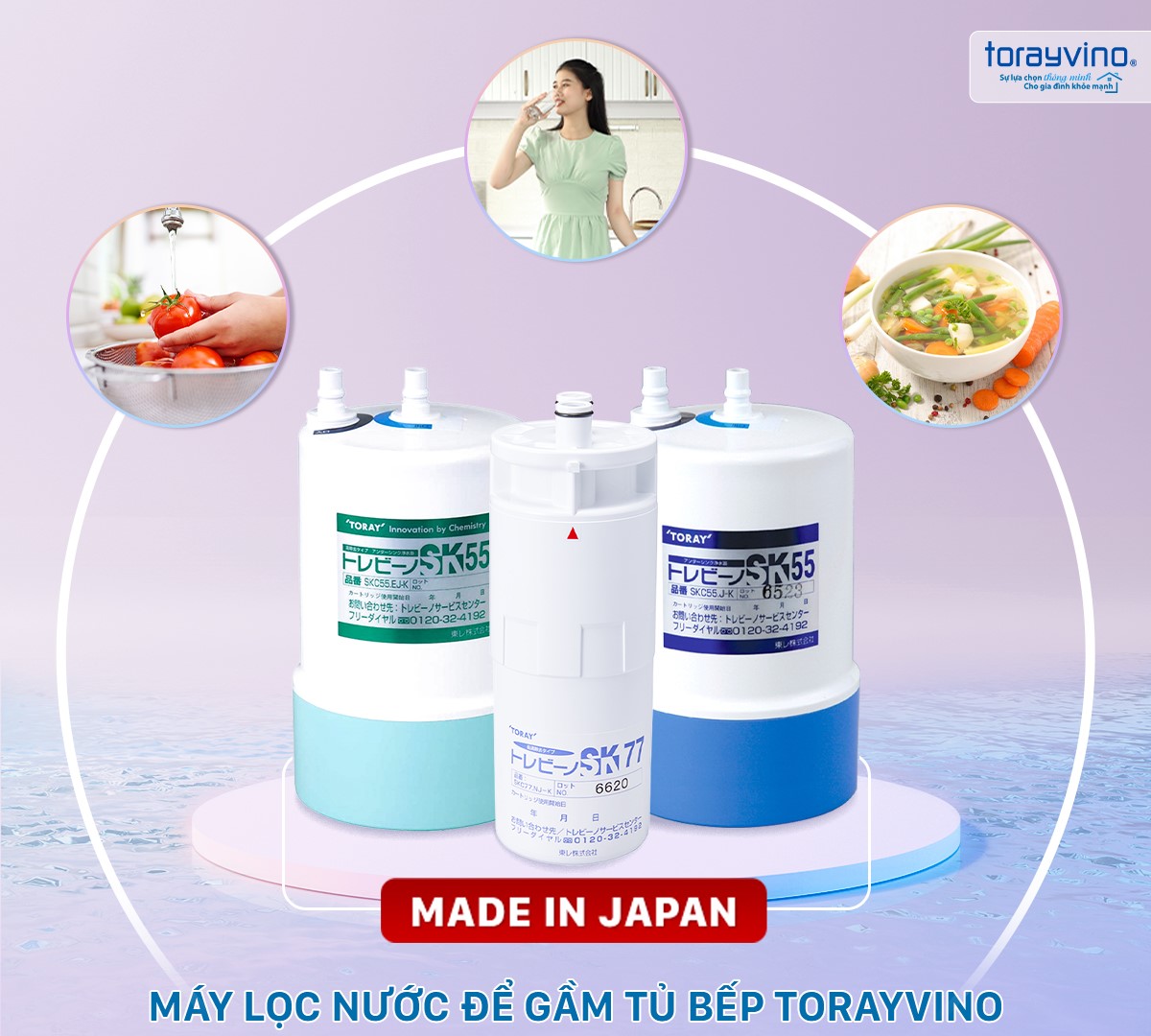 03 model máy lọc nước để gầm tủ bếp Torayvino Nhật Bản đáp ứng nhu cầu sử dụng nước sạch của người tiêu dùng Việt: uống trực tiếp, rửa thực phẩm, nấu ăn…